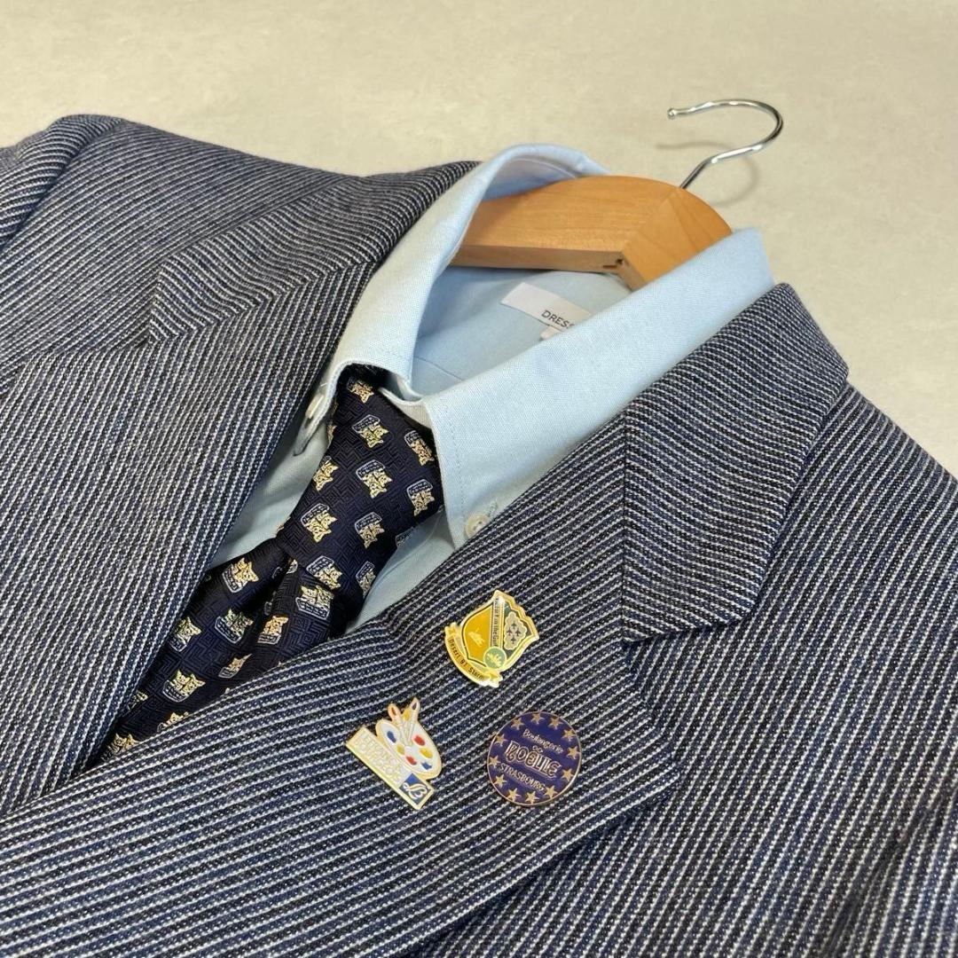 90s セットアップ ダブルスーツ ネイビーストライプ 成人式 ヒッコリー