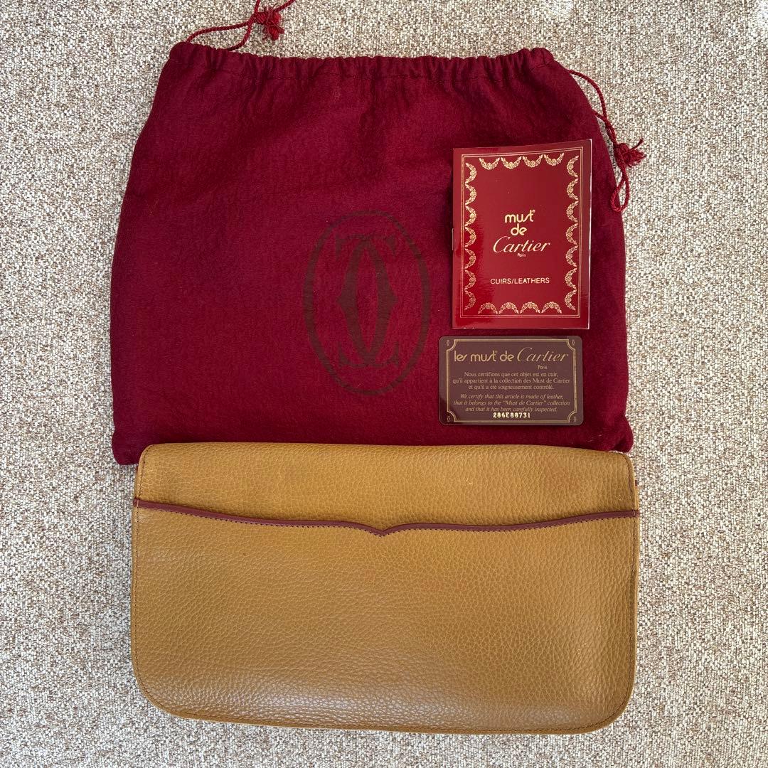 カルティエ　マストカーフレザーセカンドクラッチバッグ