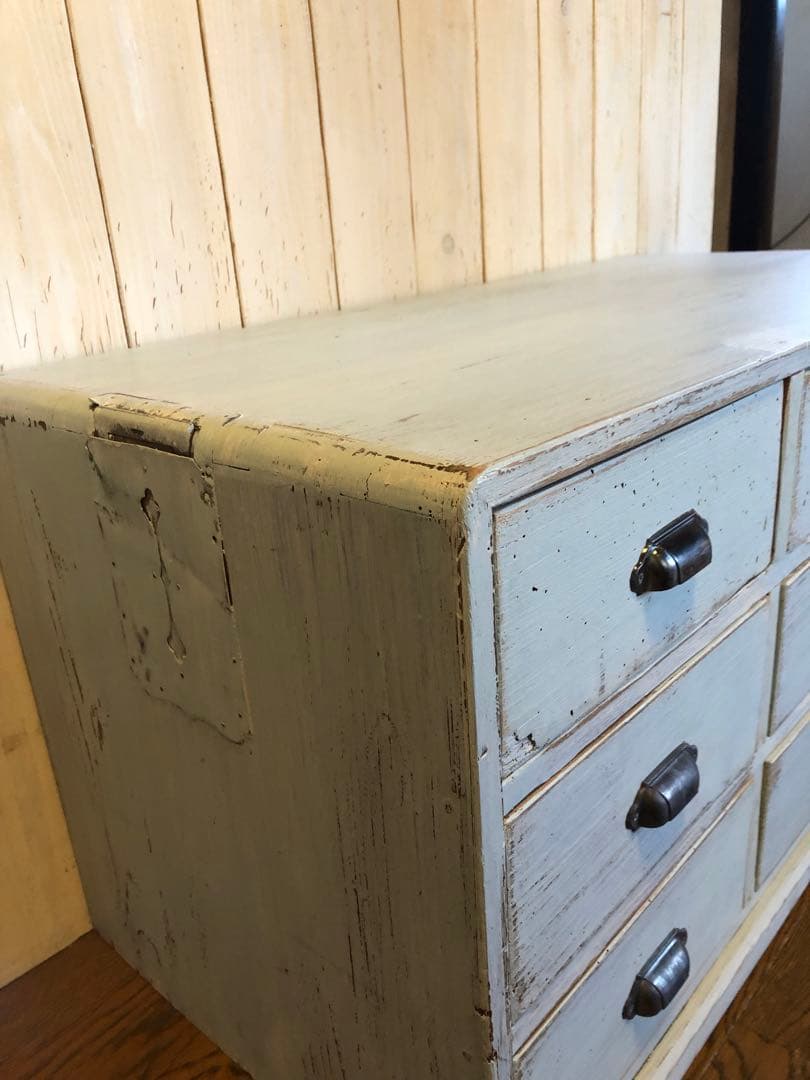 ■レトロ■古い木シャビーな引き出し９杯箪笥　ローボード