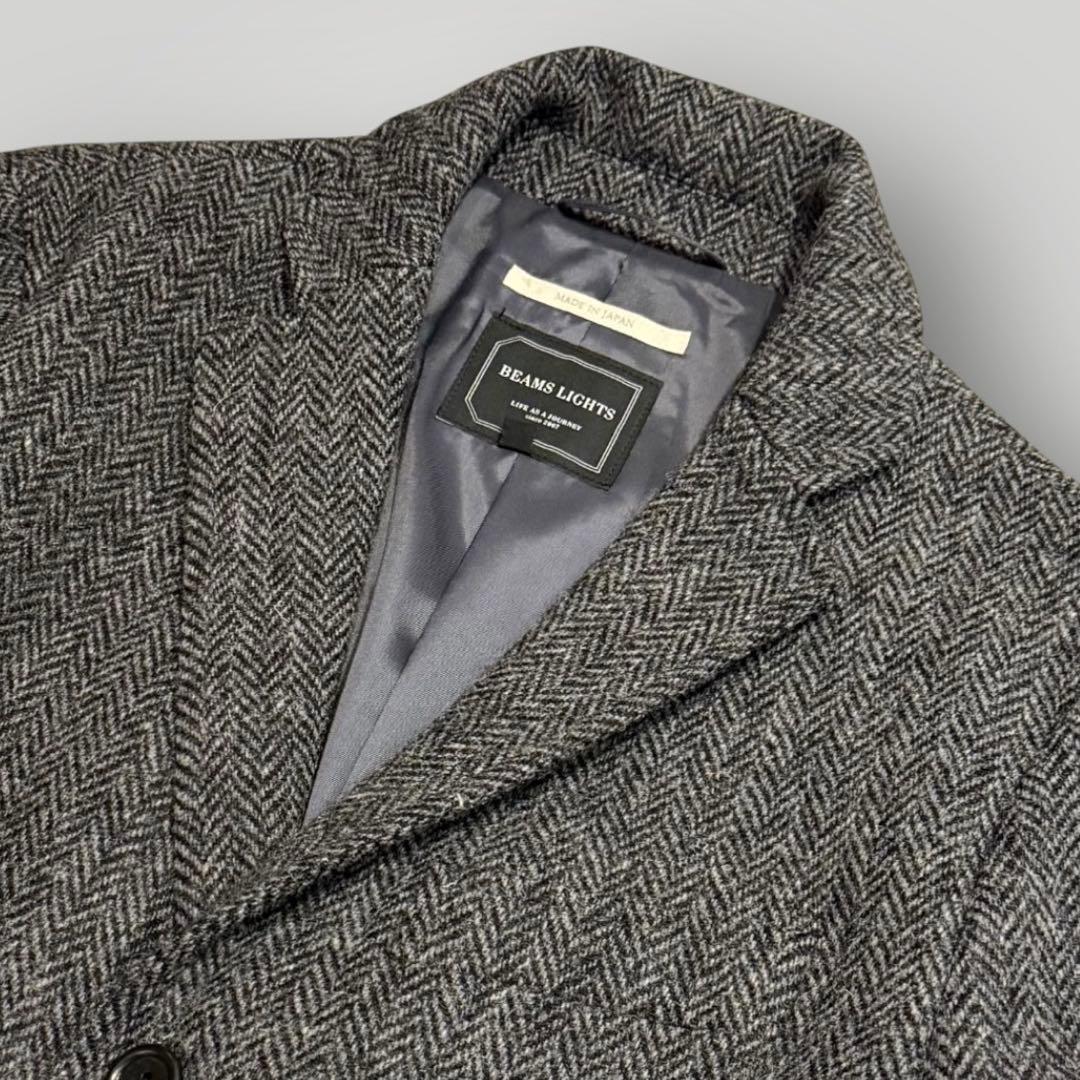 美品 BEAMS LIGHTS ハリスツイード ヘリンボーン チェスターコート