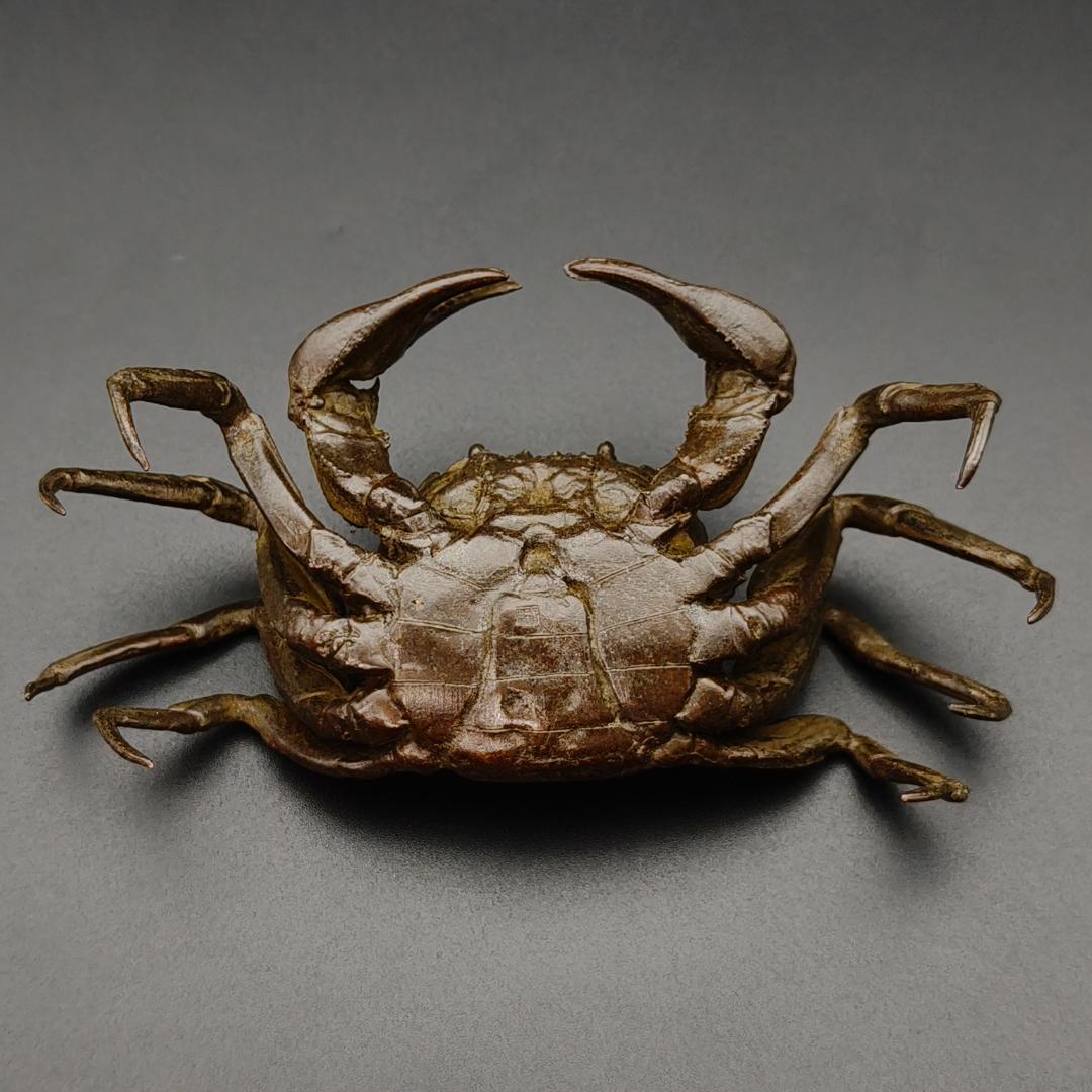 A*h様 銅製置物　蟹　カニ　茶道具　雨宮宗作　刻印あり　金工品　美術品　インテ
