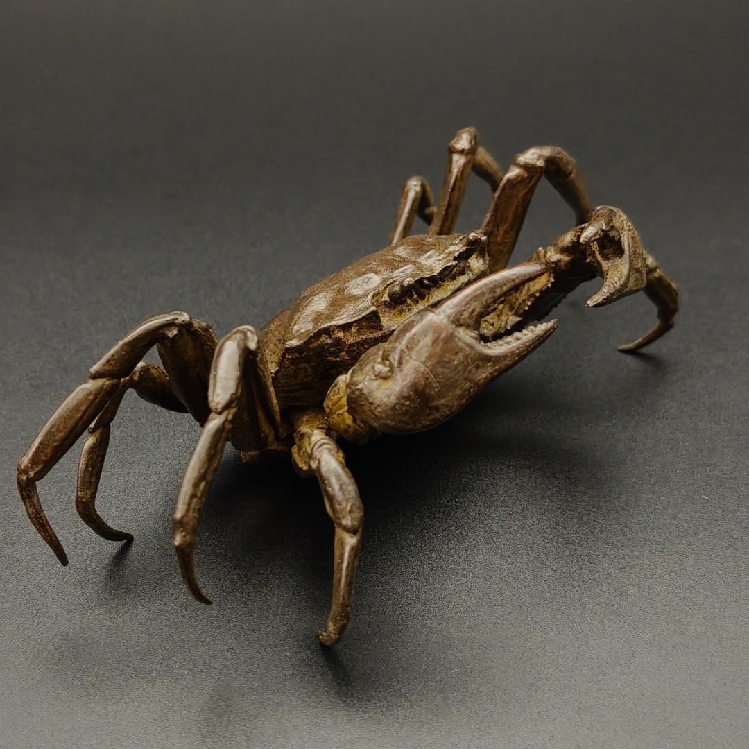 A*h様 銅製置物　蟹　カニ　茶道具　雨宮宗作　刻印あり　金工品　美術品　インテ
