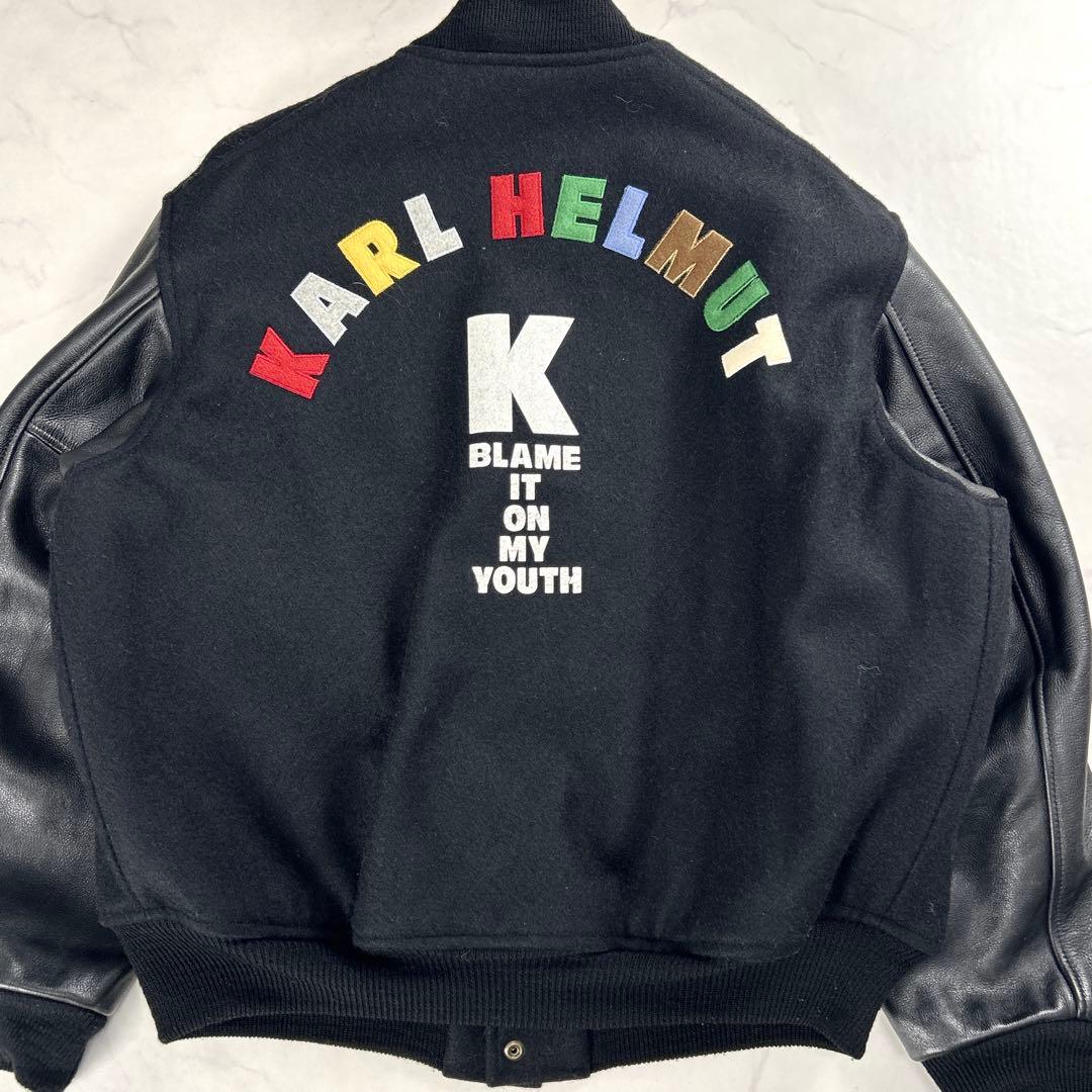 希少✨カールヘルム スタジャン 牛革 バッグロゴ 黒 M ピンクハウス