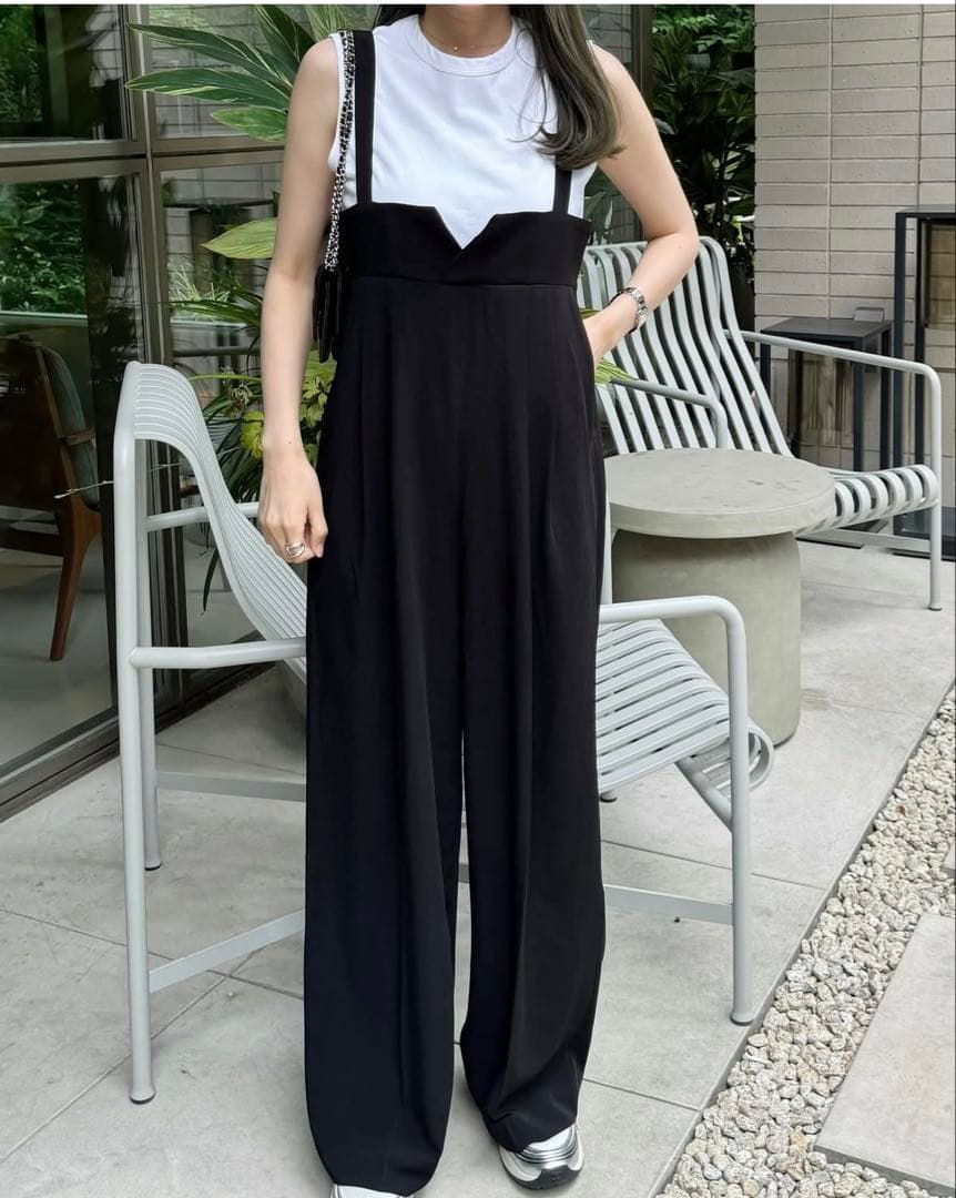 今期購入★試着のみタグ付き★rinir リミル　ハイウエストサロペット　ブラック