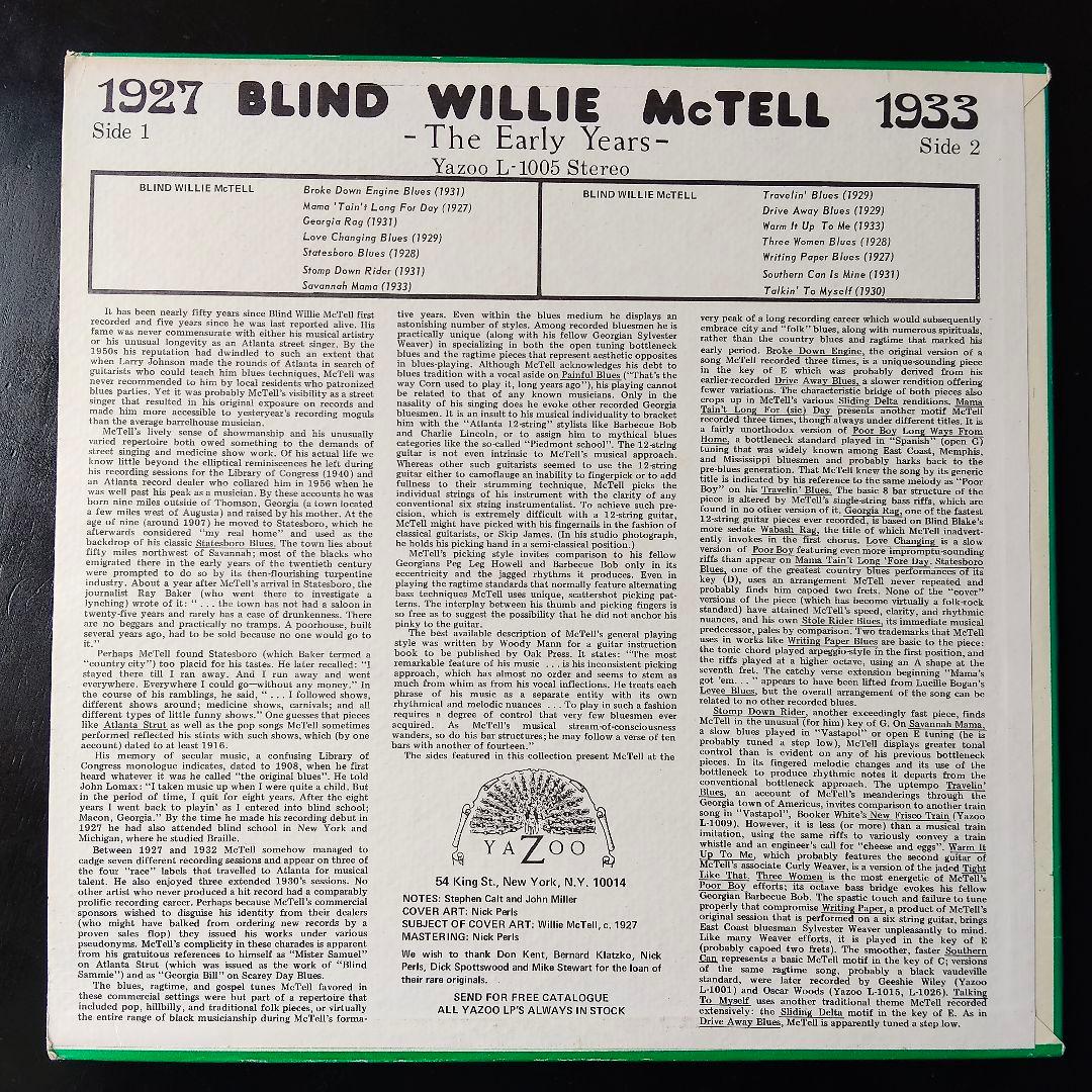 BLIND WILLIE McTELL　1927-1933　レコード　ブルース