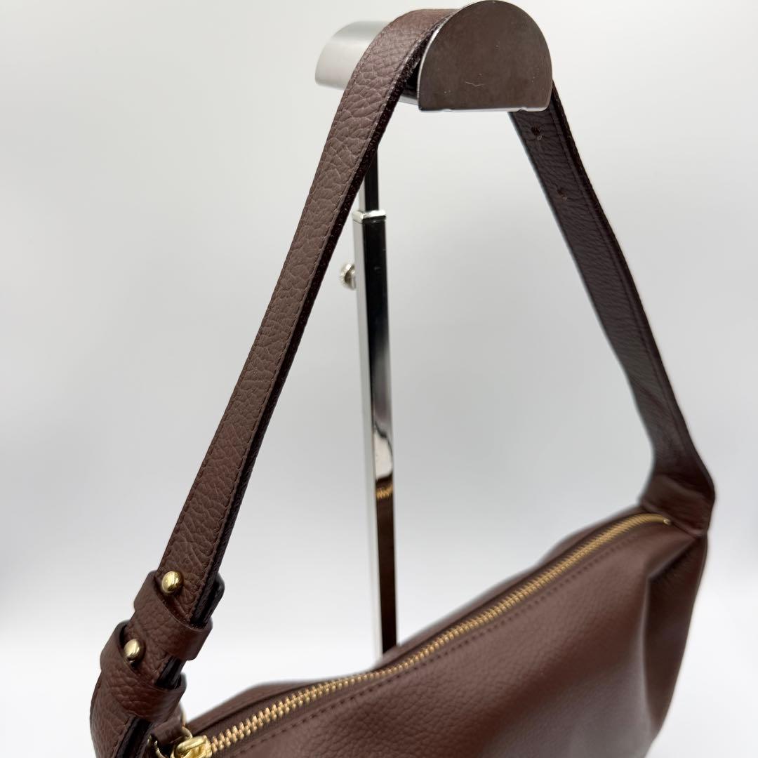 【美品　24年製】ラシット　ハーフムーンバッグ　ワンショルダー　レザー　ブラウン