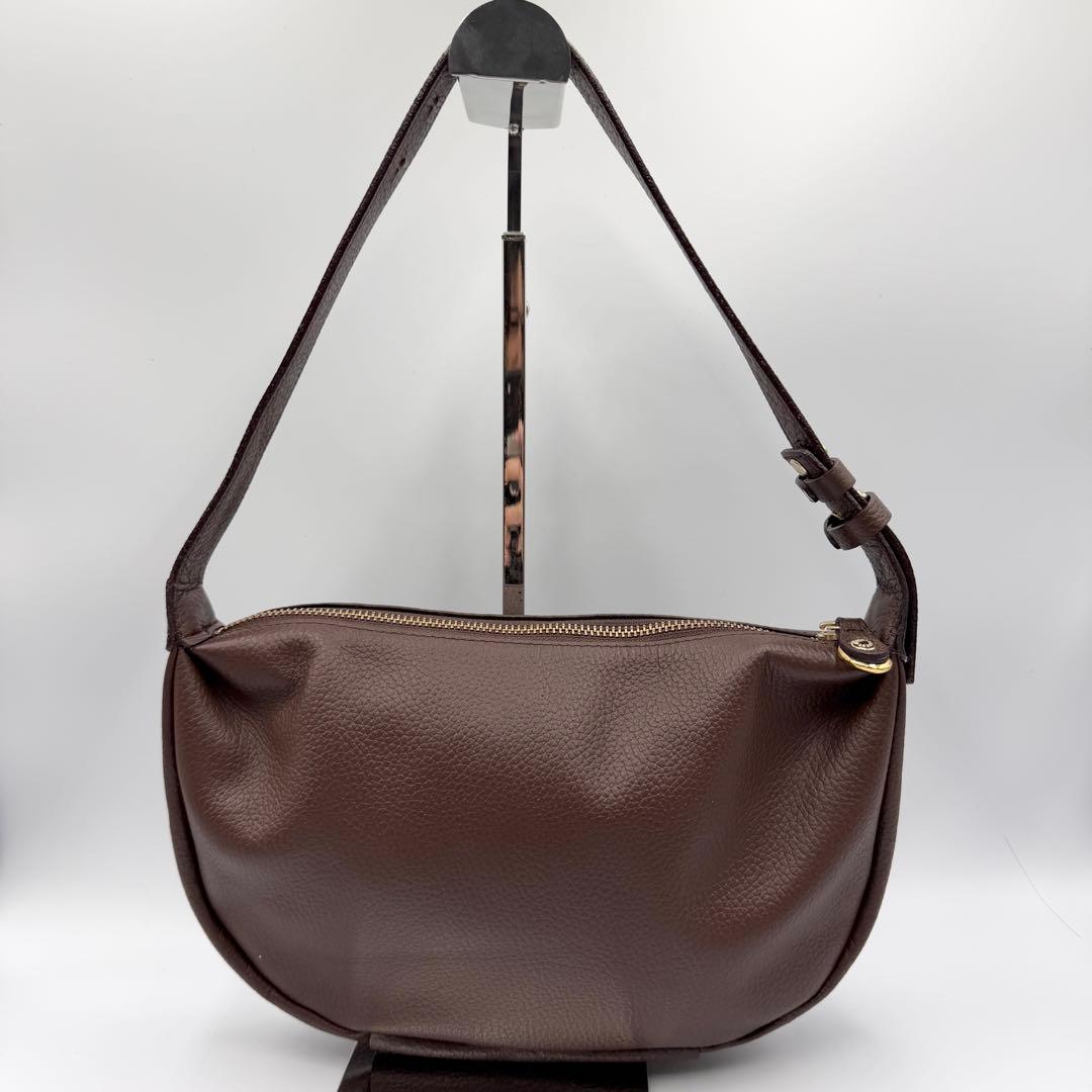 【美品　24年製】ラシット　ハーフムーンバッグ　ワンショルダー　レザー　ブラウン