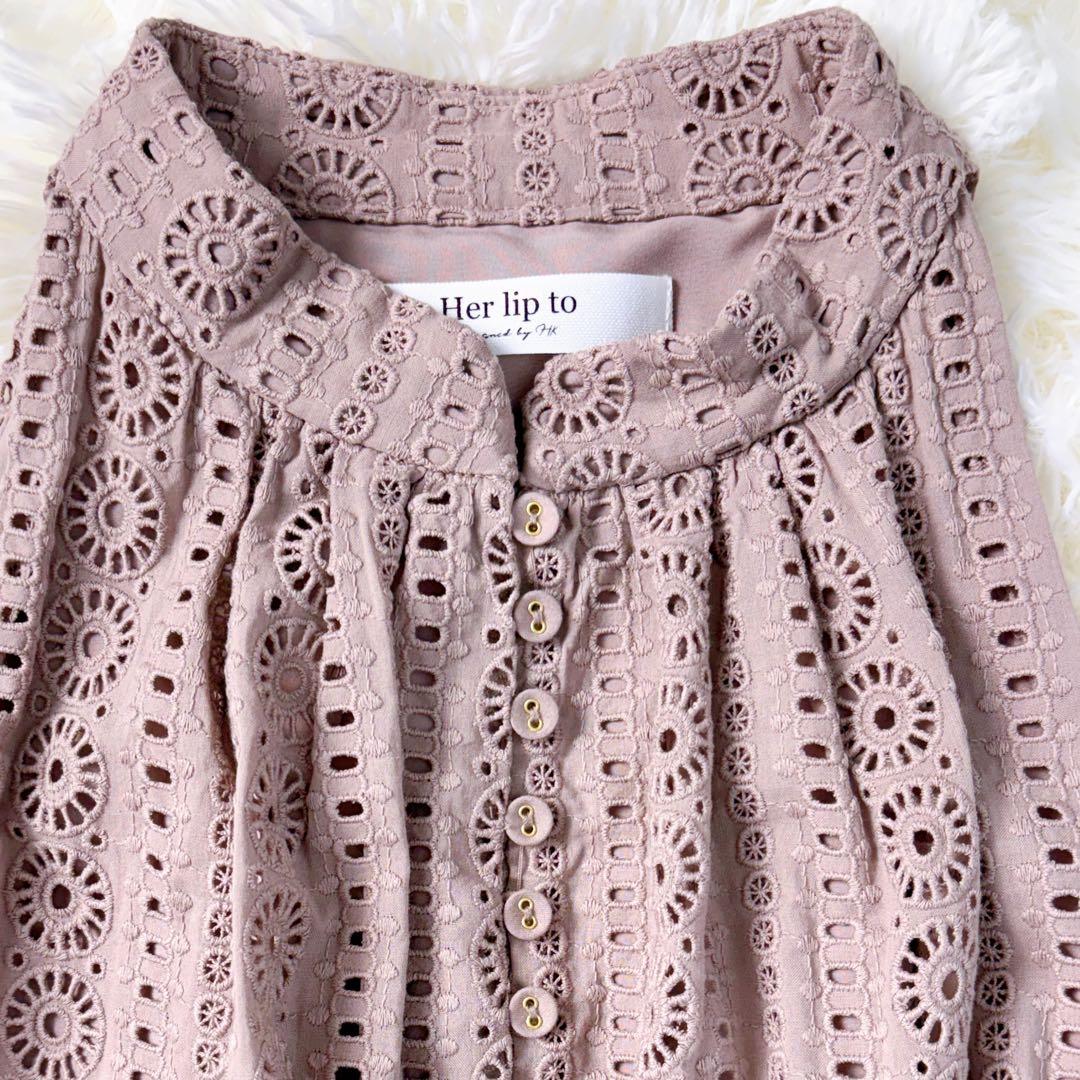 極美品◆herlipto Lace-trimmed Belted Dress　M