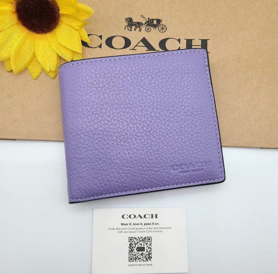 COACH 折り財布 新品 パープル 最新作 限定品 お札入れ 小銭入れ