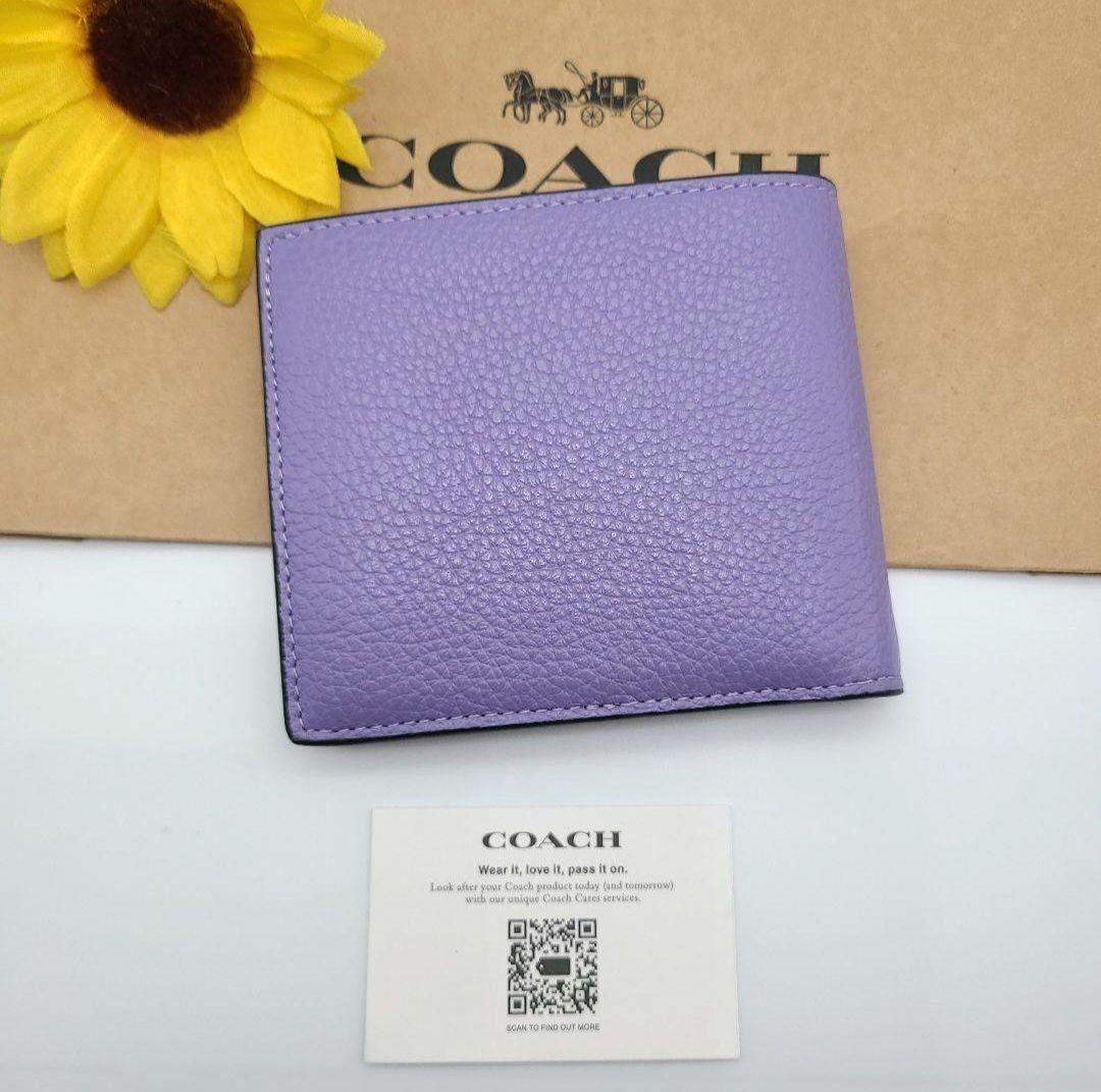 COACH 折り財布 新品 パープル 最新作 限定品 お札入れ 小銭入れ