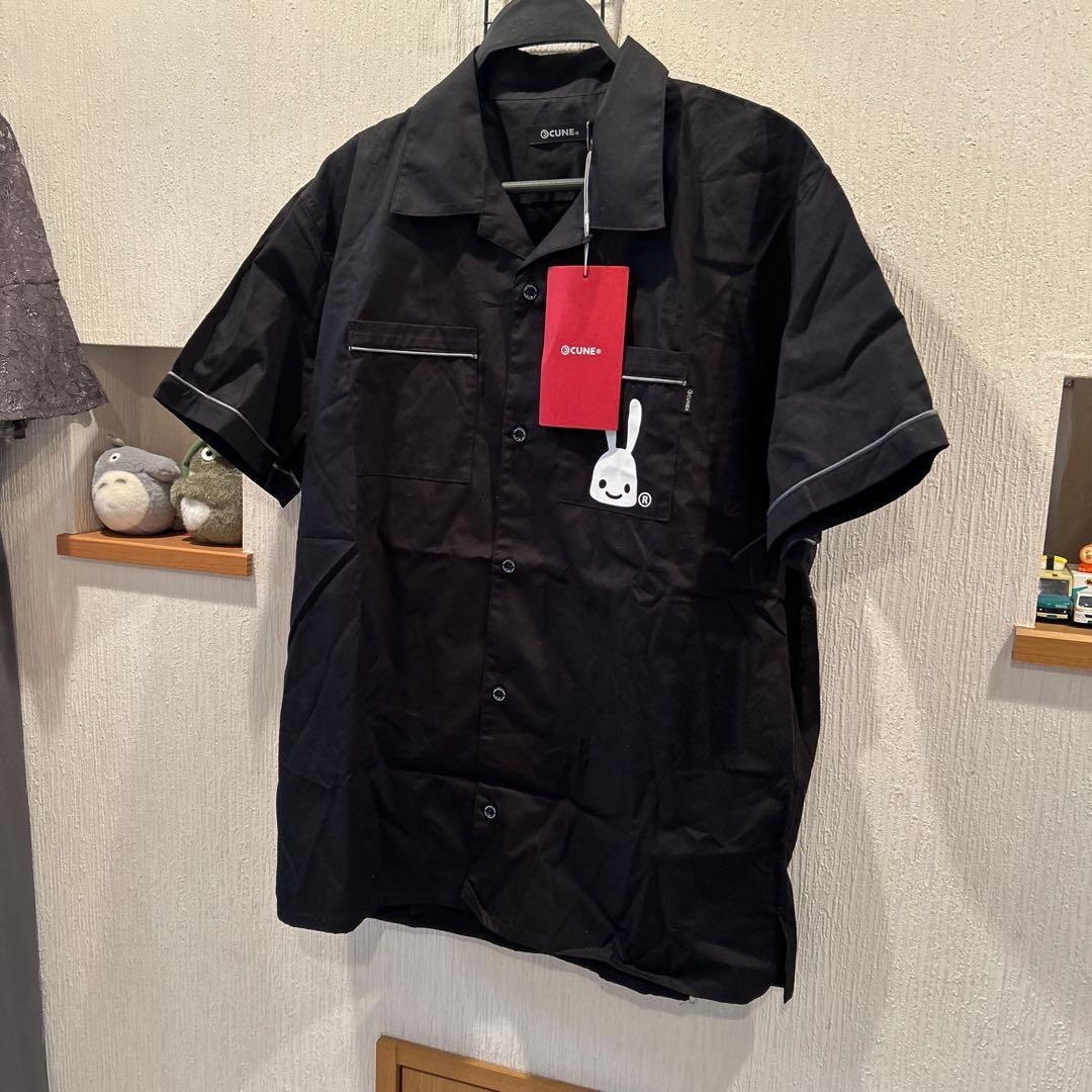 【新品未使用】CUNE バイイングスタッフ ボーリングシャツウサギロゴ ブラック