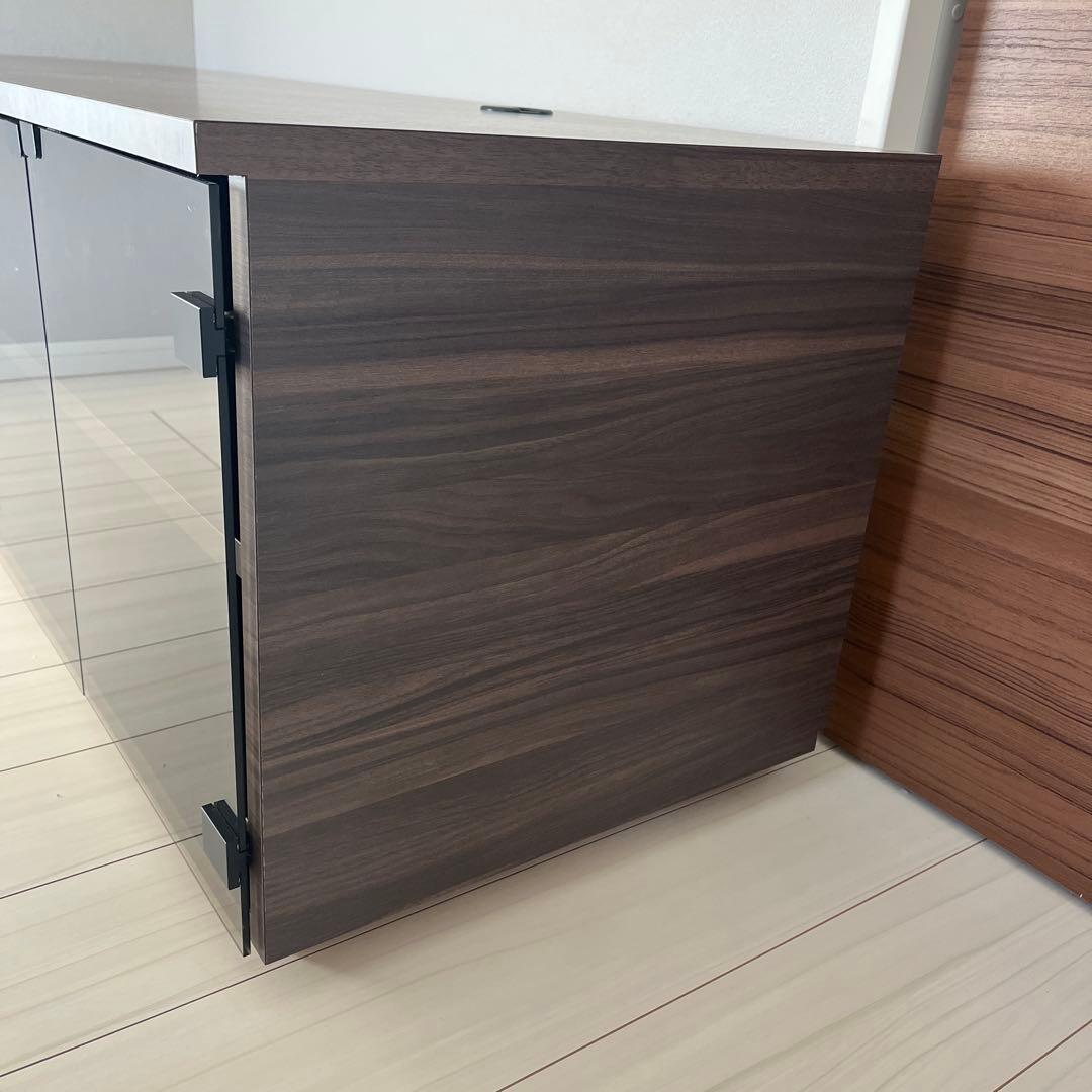 ダークブラウン 木製 テレビボード ガラス扉付き　フルオーダー　日本製