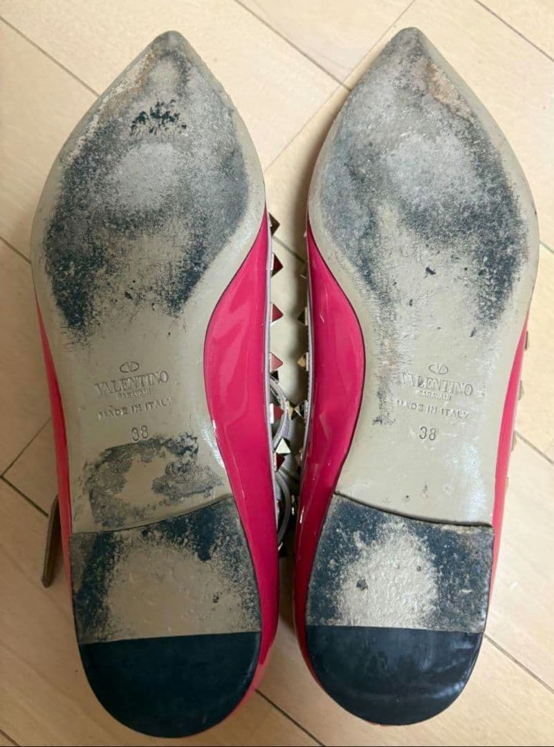 ♡♡VALENTINO ピンクスタッズ フラットシューズ 38美品♡♡♡
