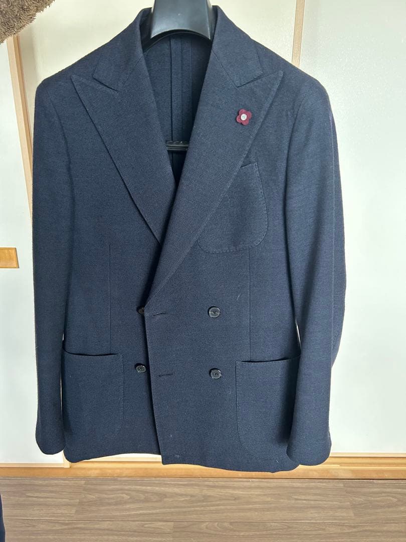 y*6様 【LARDINI】ネイビー ダブルブレスト テーラードジャケット 42