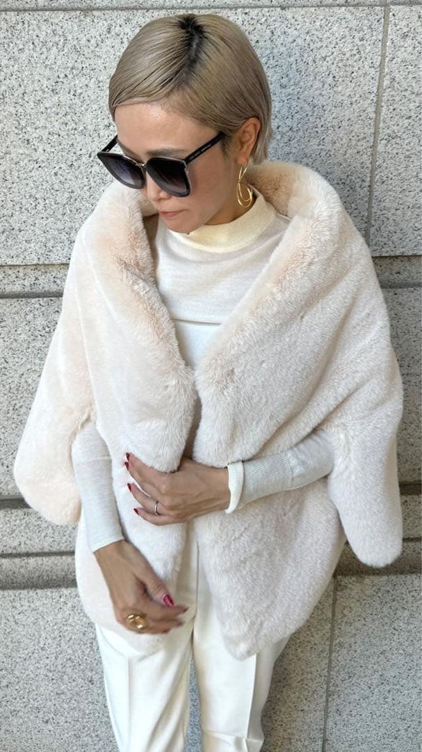 JENNE リッチボリュームファーケープ ファーポンチョ ケープコート