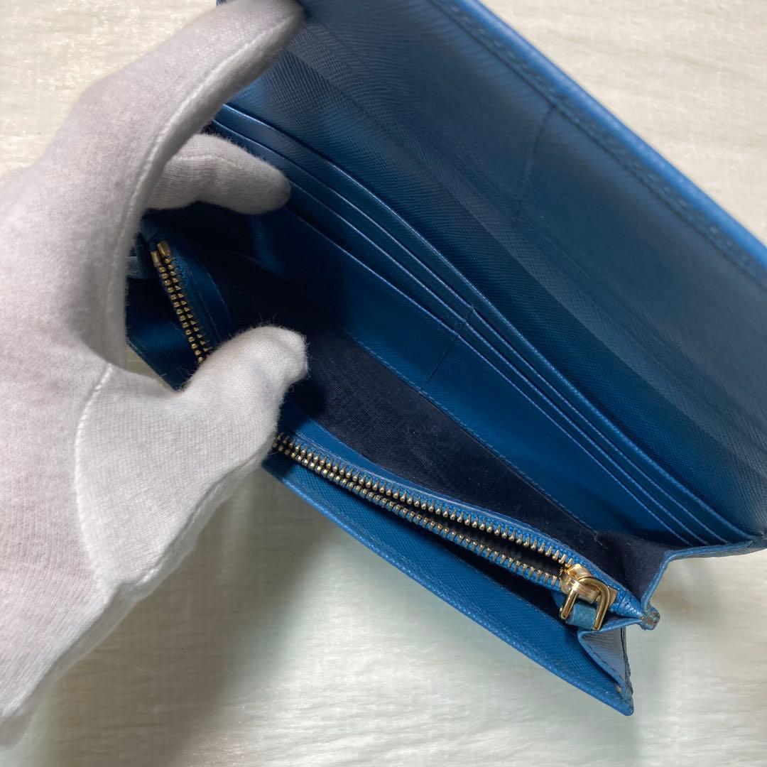 PRADA プラダ　サフィアーノ　長財布　ロングウォレット　青　箱付き　人気