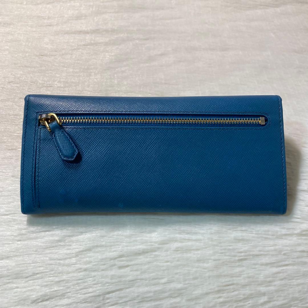 PRADA プラダ　サフィアーノ　長財布　ロングウォレット　青　箱付き　人気