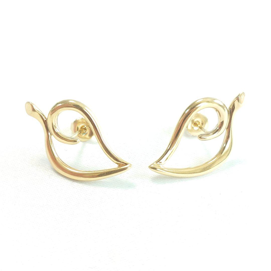 【希少】ティファニー K18 オープン リーフ ハート ピアス 7063