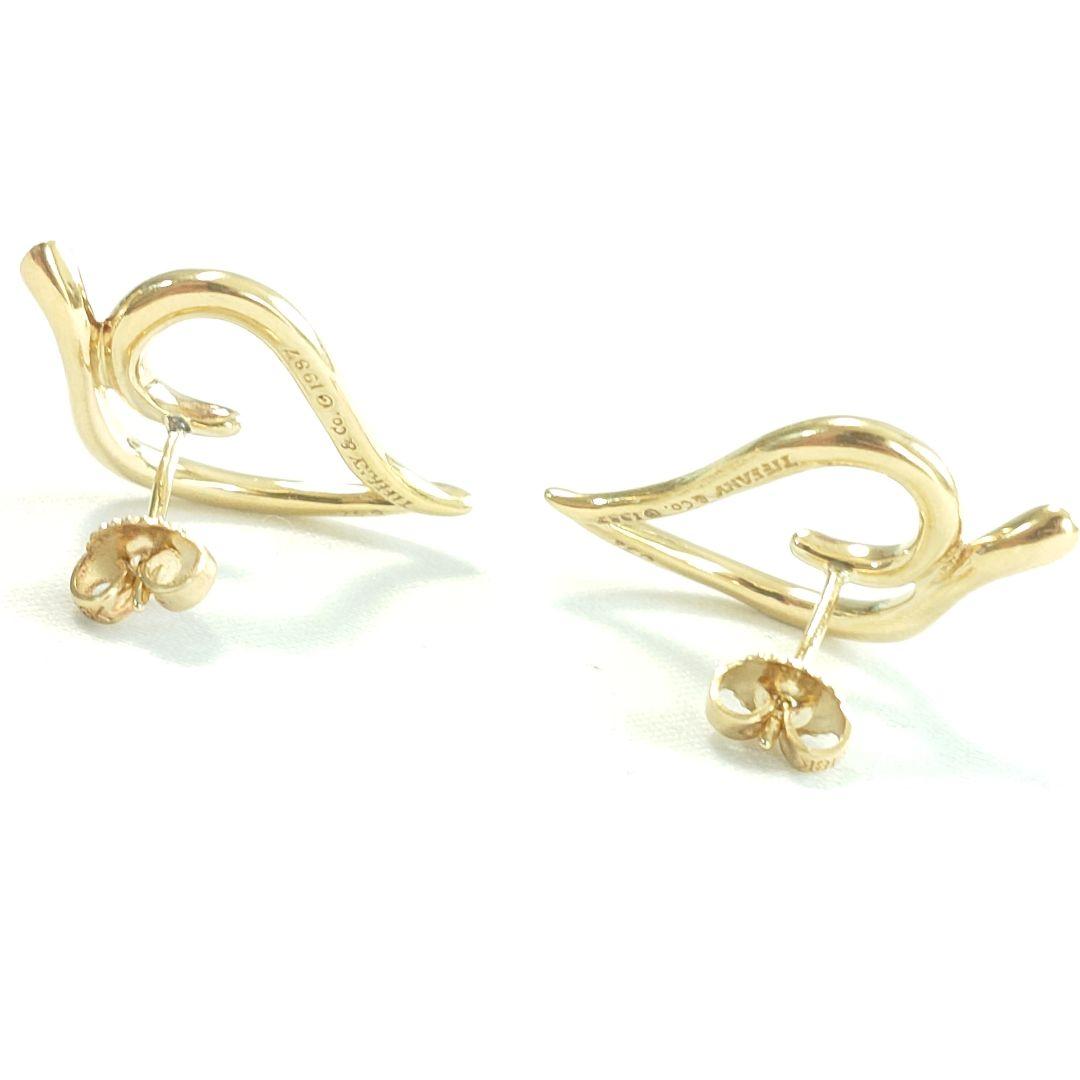 【希少】ティファニー K18 オープン リーフ ハート ピアス 7063