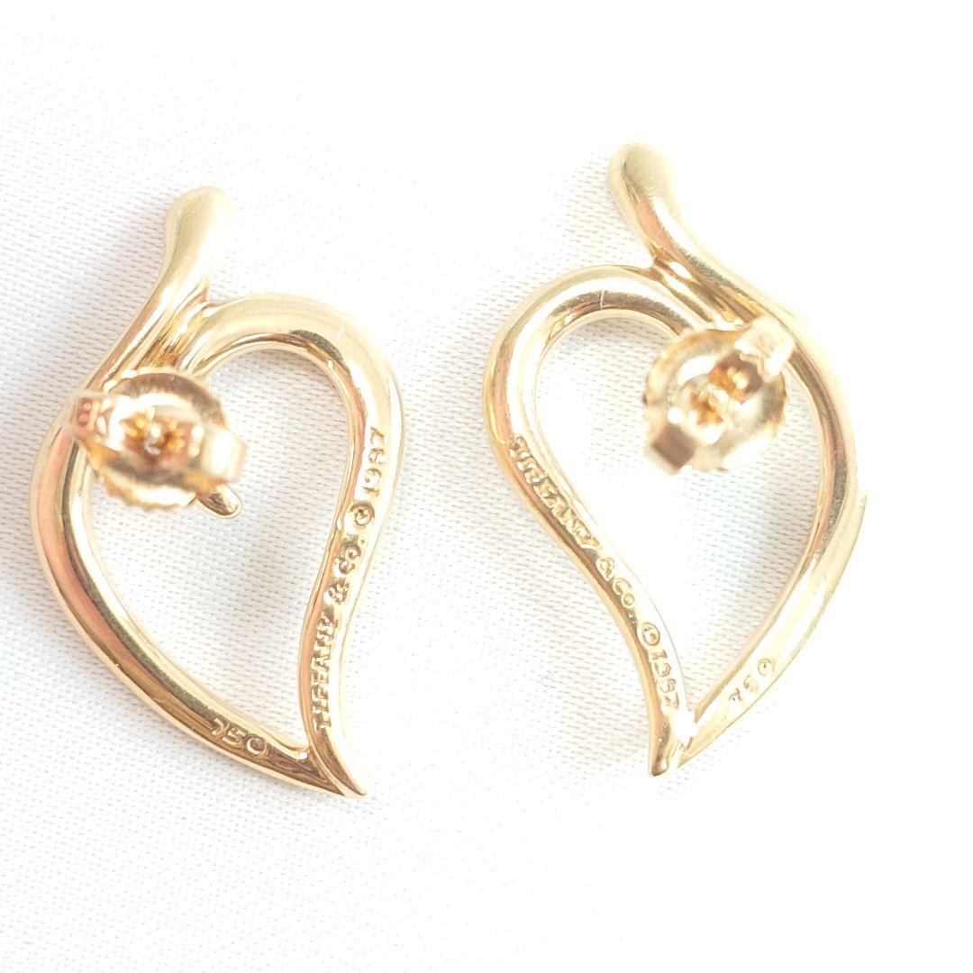 【希少】ティファニー K18 オープン リーフ ハート ピアス 7063