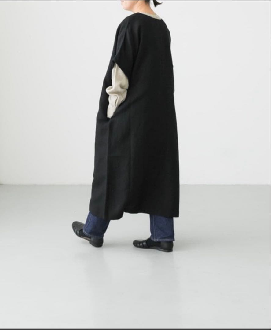 かぐれ　ウールリネンカフタンワンピース　美品