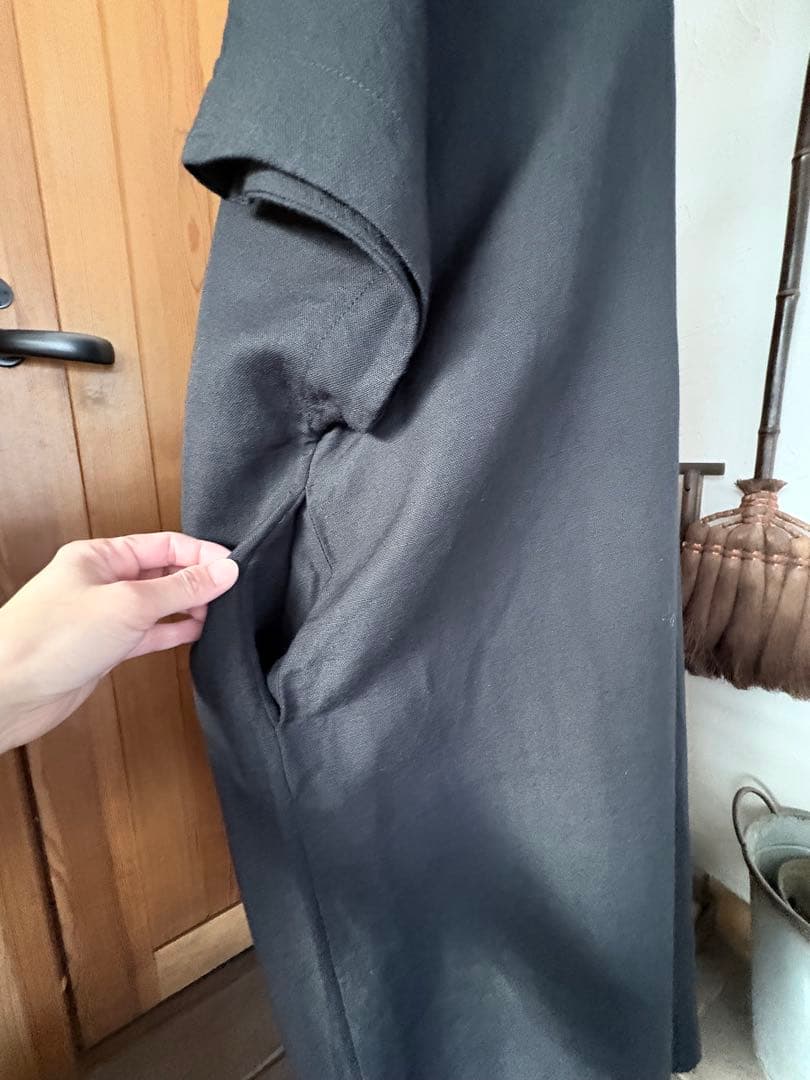 かぐれ　ウールリネンカフタンワンピース　美品