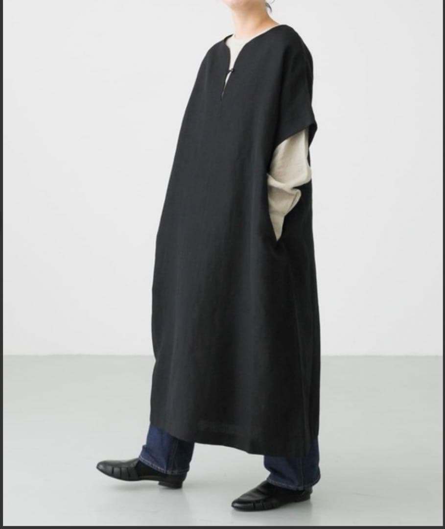 かぐれ　ウールリネンカフタンワンピース　美品