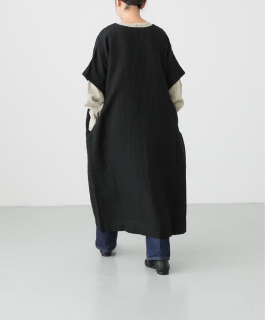 かぐれ　ウールリネンカフタンワンピース　美品
