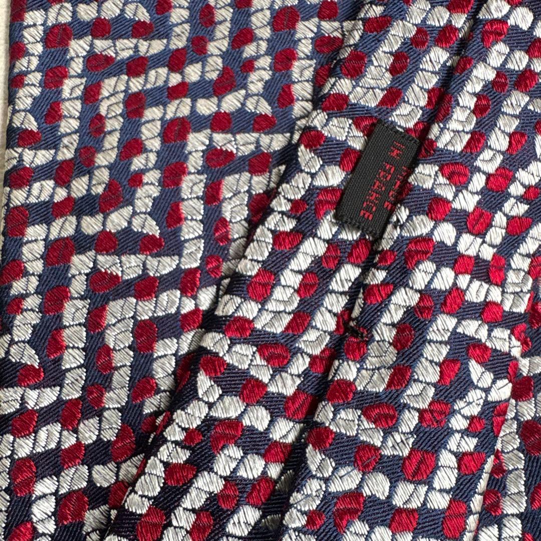 Charvet シルク ネクタイ ネイビー レッド