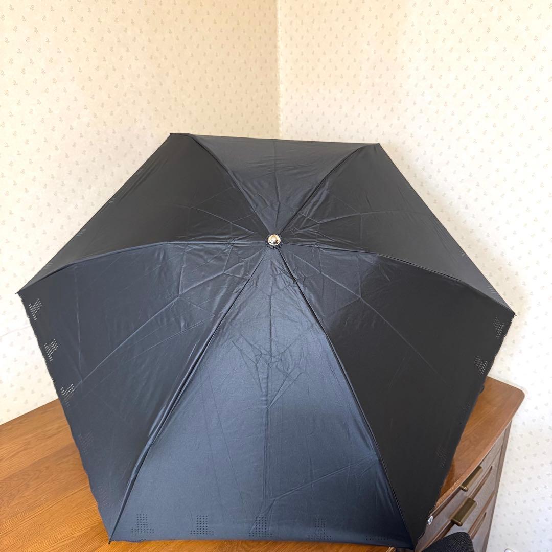 ★新品★ランバンコレクション　晴雨兼用　折りたたみ日傘　１級遮光　遮熱　黒　ロゴ