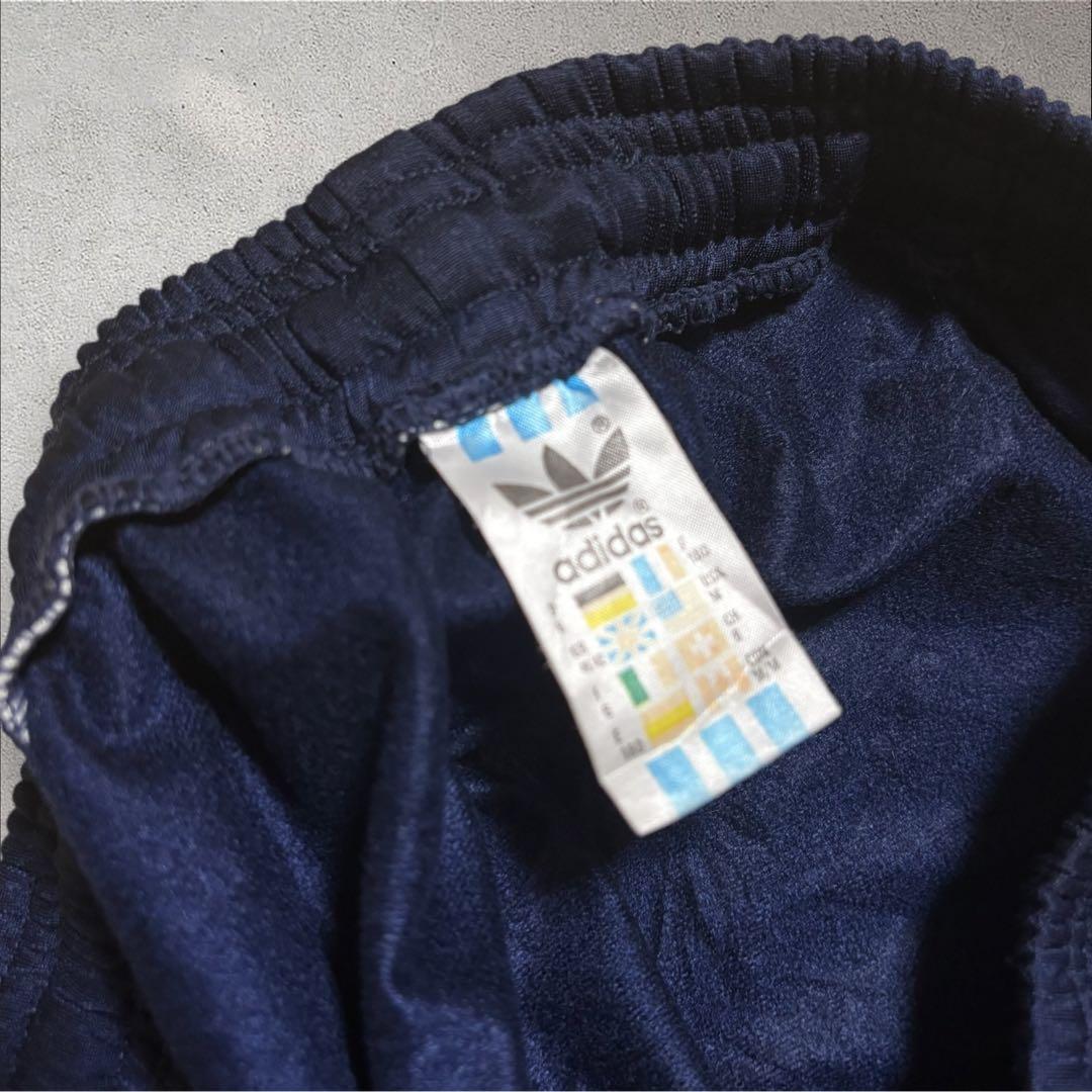 【N79】90s adidas トラックパンツトレフォイル刺繍ロゴ紺ヴィンテージ