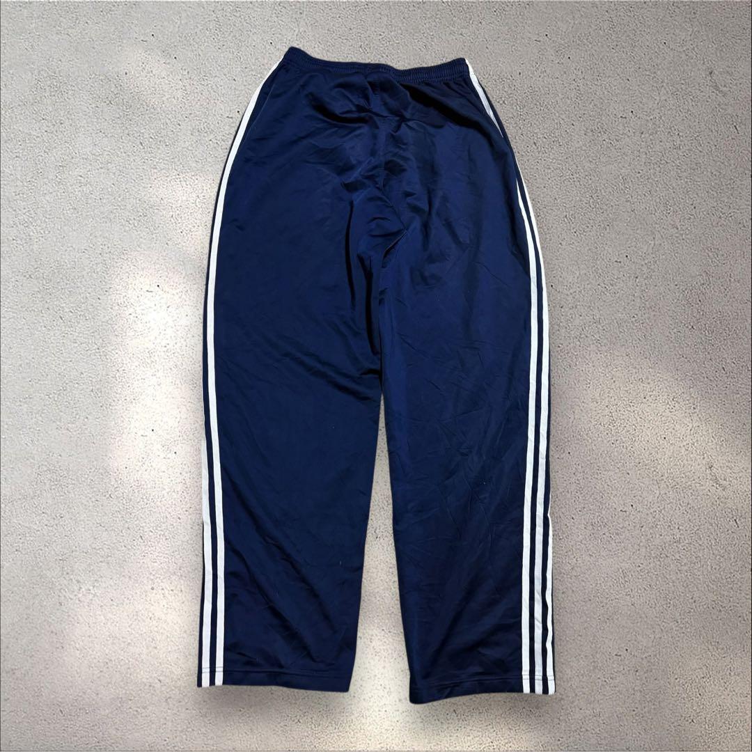 【N79】90s adidas トラックパンツトレフォイル刺繍ロゴ紺ヴィンテージ