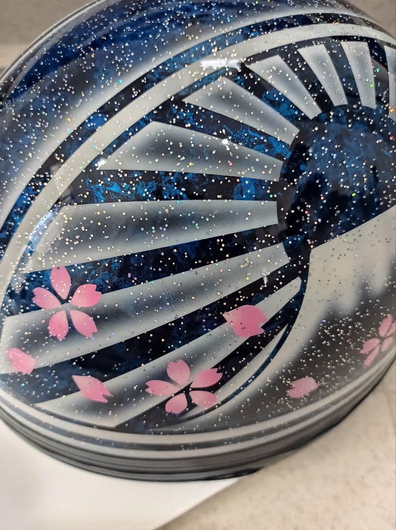 カスタムコルク半　Candyブルーラップ✘白富士日章　七色ラメ