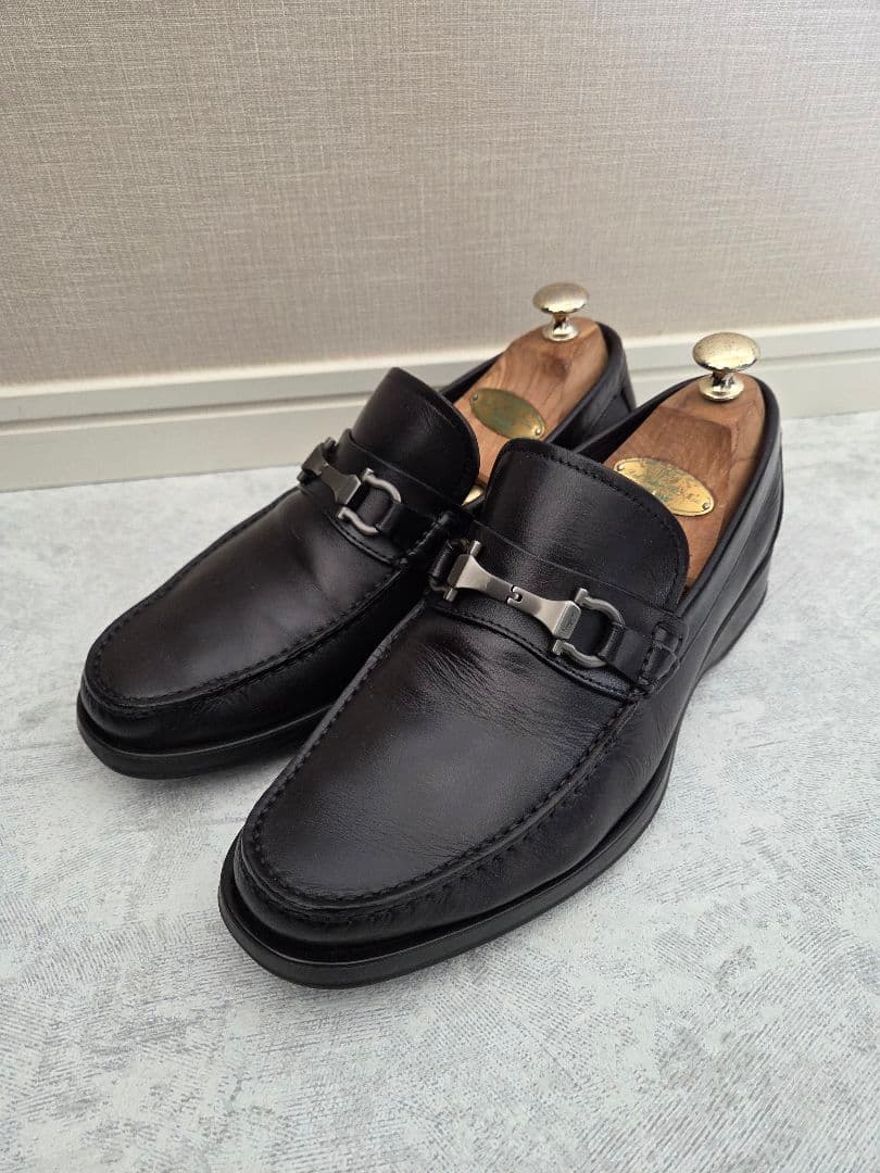 【美品】FERRAGAMO ガンチーニ ローファー 24.5cm ダークブラウン