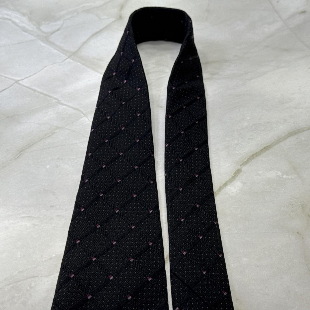 ☆即発 グッチ GUCCI ネクタイ ダイヤ織 パープルドット エンブレム 美品