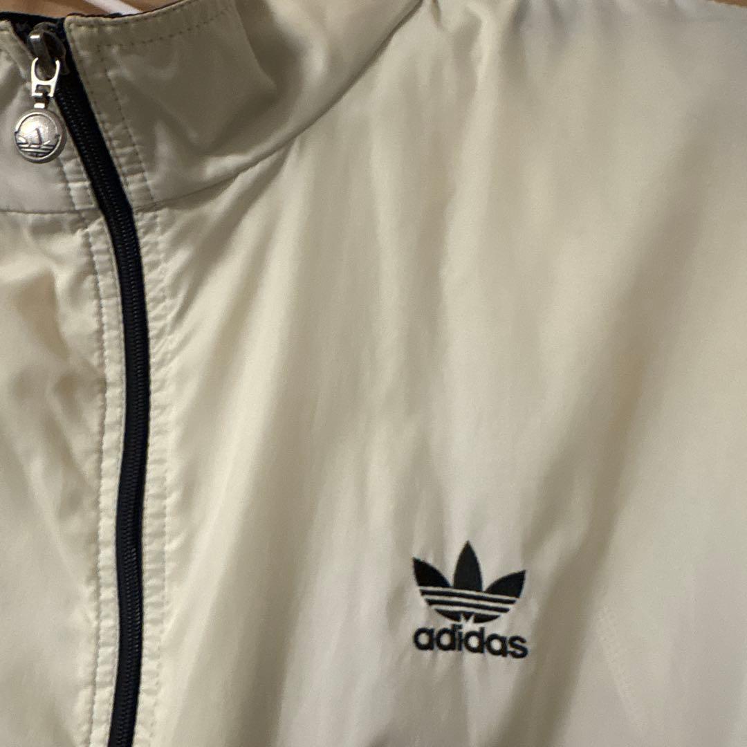 adidas ジャージ ナイロンジャケット ホワイト/ネイビー