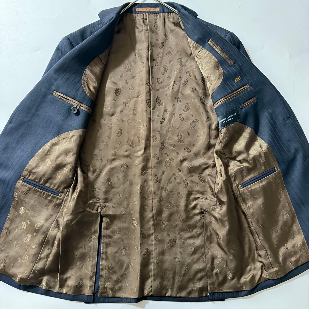 ペイズリー✨️ユニバーサルランゲージ 3ピース セットアップスーツ 裏地総柄 紺