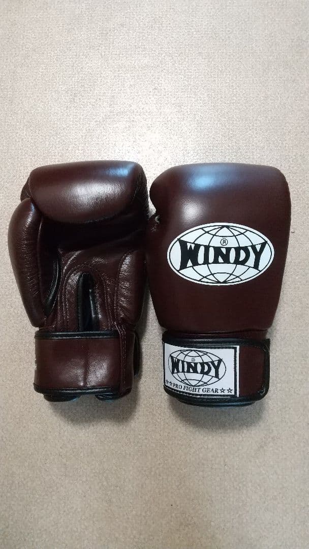 本革製WINDYボクシンググローブ 8oz マロン栗色 キックボクシング