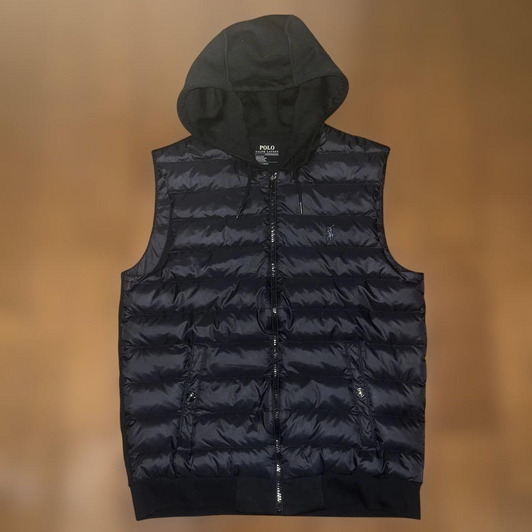 美品 Polo Ralph Lauren フード付き ダウンベスト S ブラック