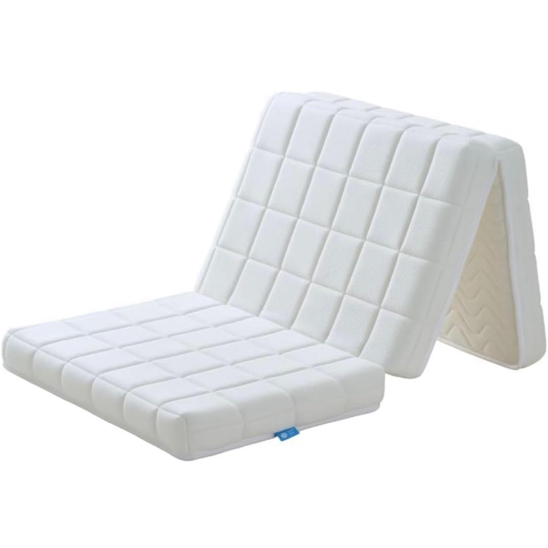 折りたたみマットレス シングル 【3つ折り/硬め/高反発コットンシーツ付】