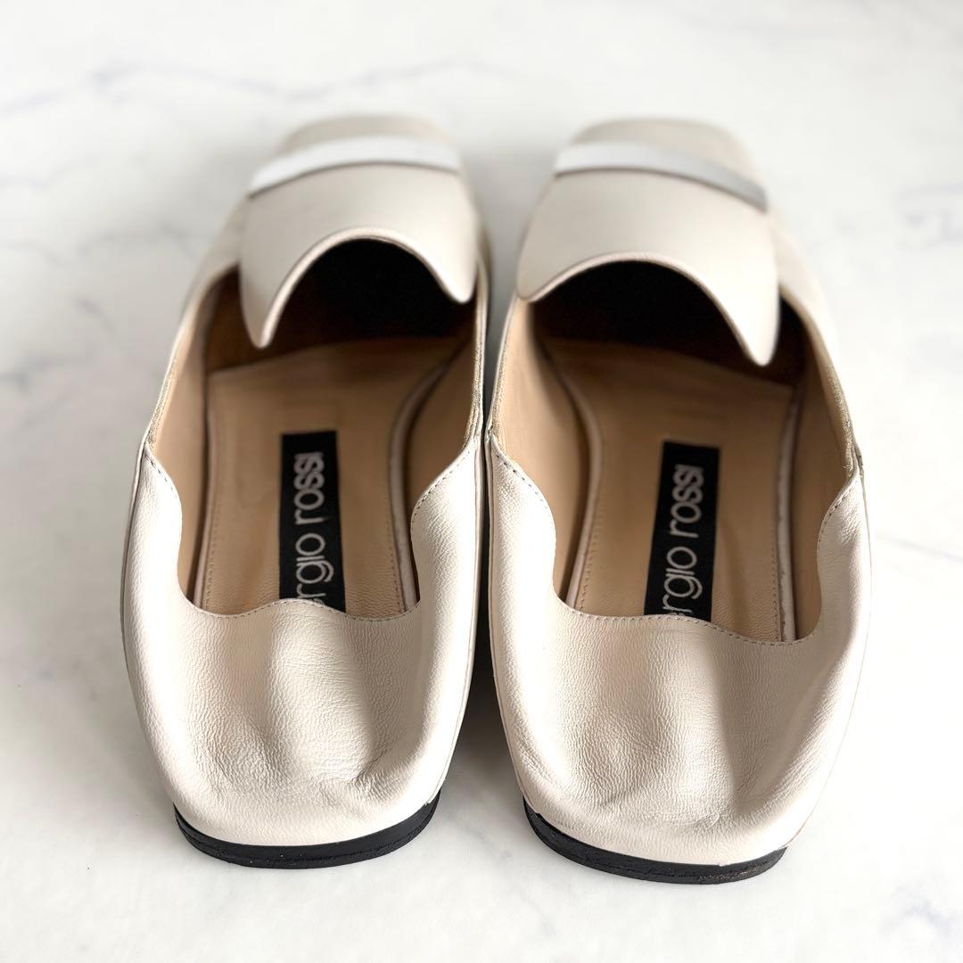 セルジオロッシ 37.5 SR1 SLIPPERS フラットシューズ チョーク