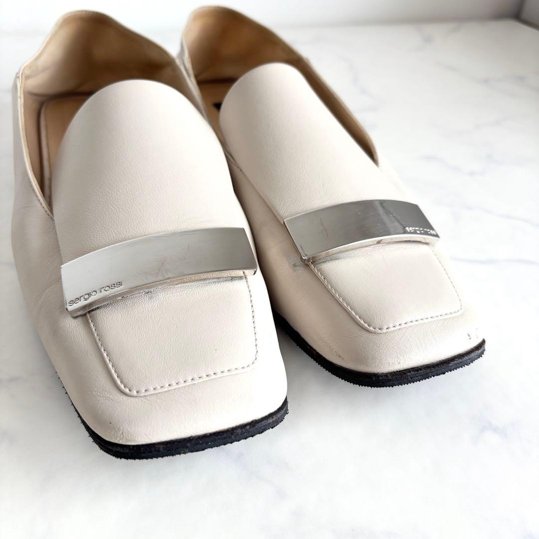 セルジオロッシ 37.5 SR1 SLIPPERS フラットシューズ チョーク