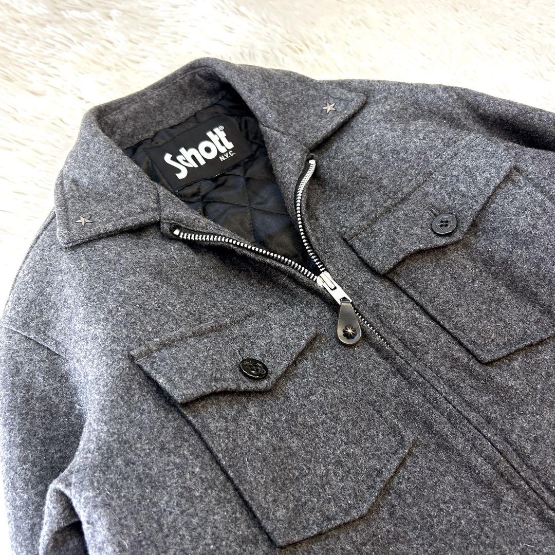 【美品】Schott ショット CPOジャケット Mサイズ グレー ウール