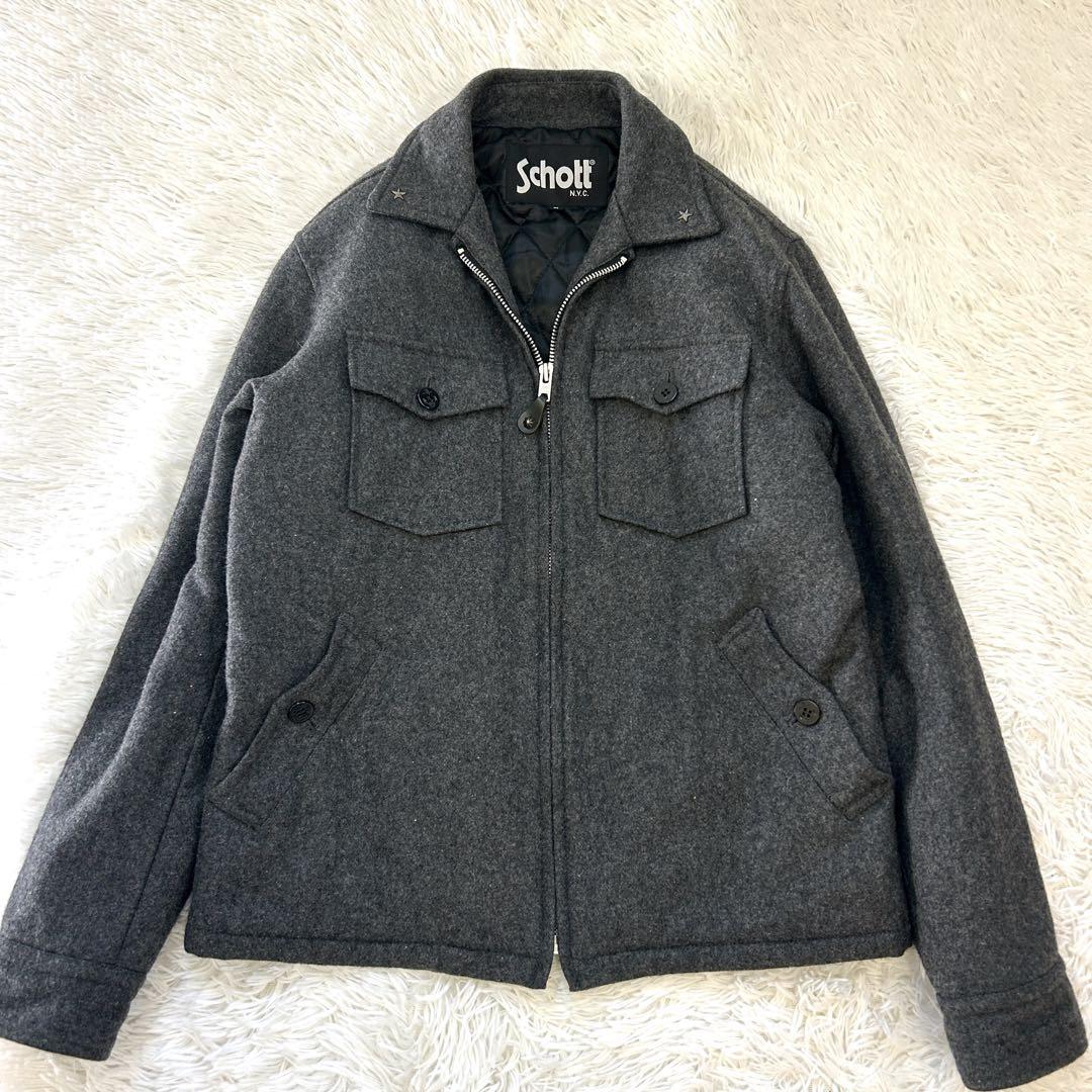 【美品】Schott ショット CPOジャケット Mサイズ グレー ウール