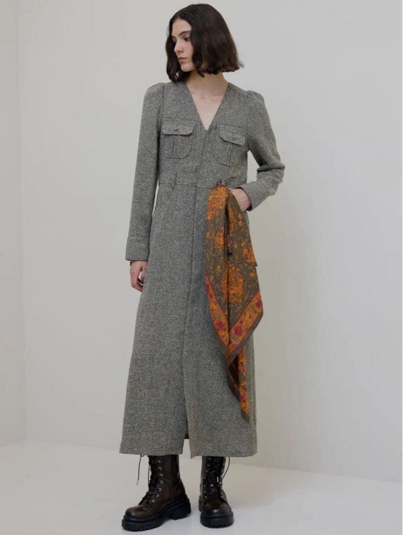 ワンピース Ameri ADORABLE BACK RIBBON TWEED DRESS