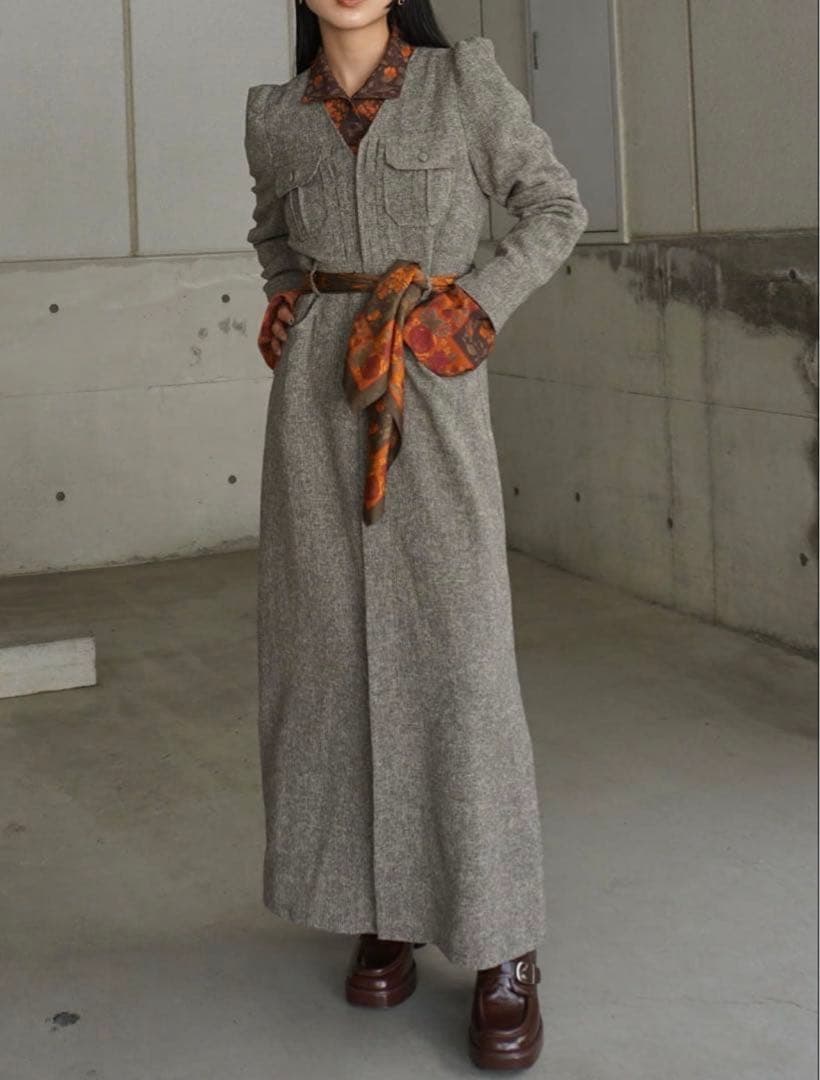 ワンピース Ameri ADORABLE BACK RIBBON TWEED DRESS