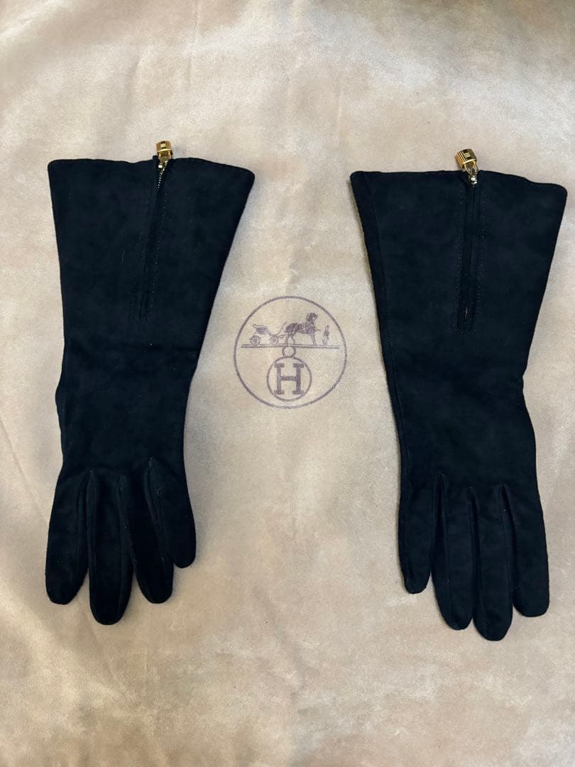 HERMES ブラック スエード 手袋