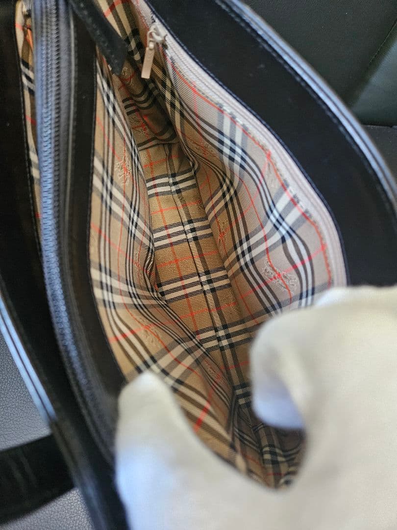 【美品】BURBERRY ノバチェック カーフレザー キャンバス ハンドバッグ