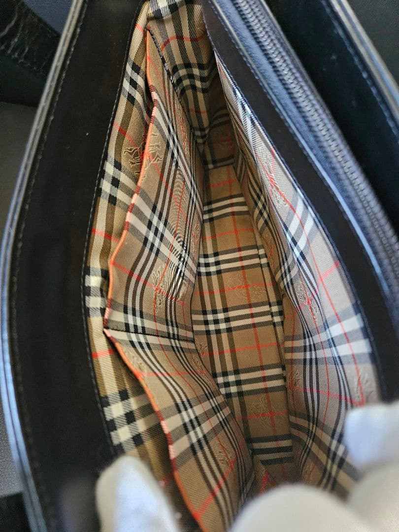 【美品】BURBERRY ノバチェック カーフレザー キャンバス ハンドバッグ
