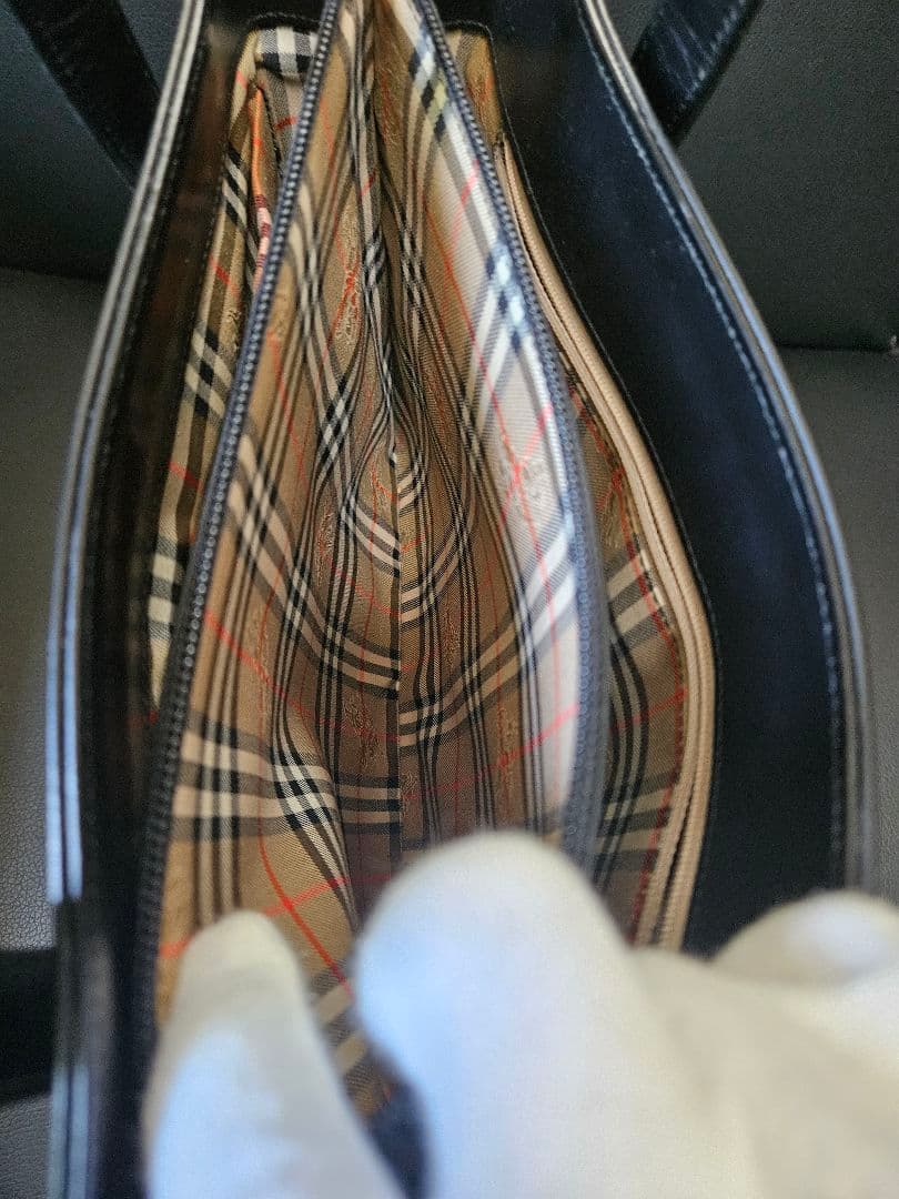 【美品】BURBERRY ノバチェック カーフレザー キャンバス ハンドバッグ